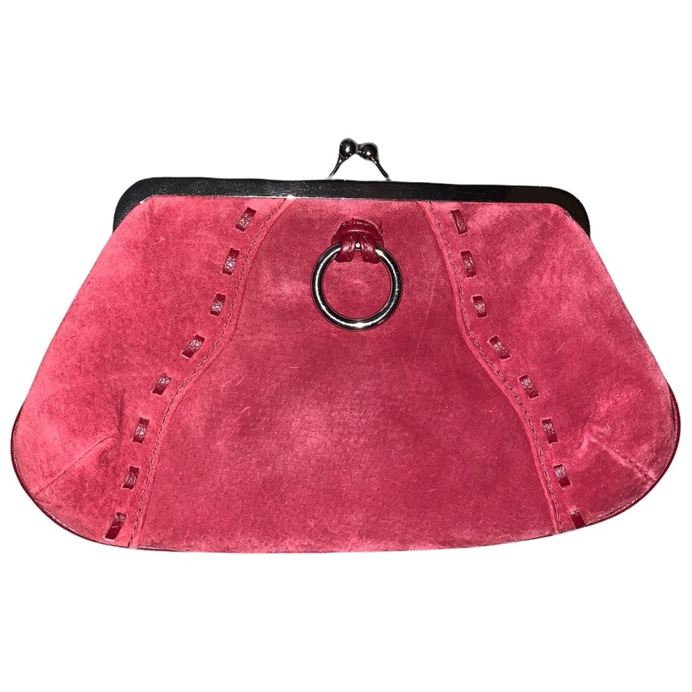 Red Suede O-Ring Kisslock Clutch